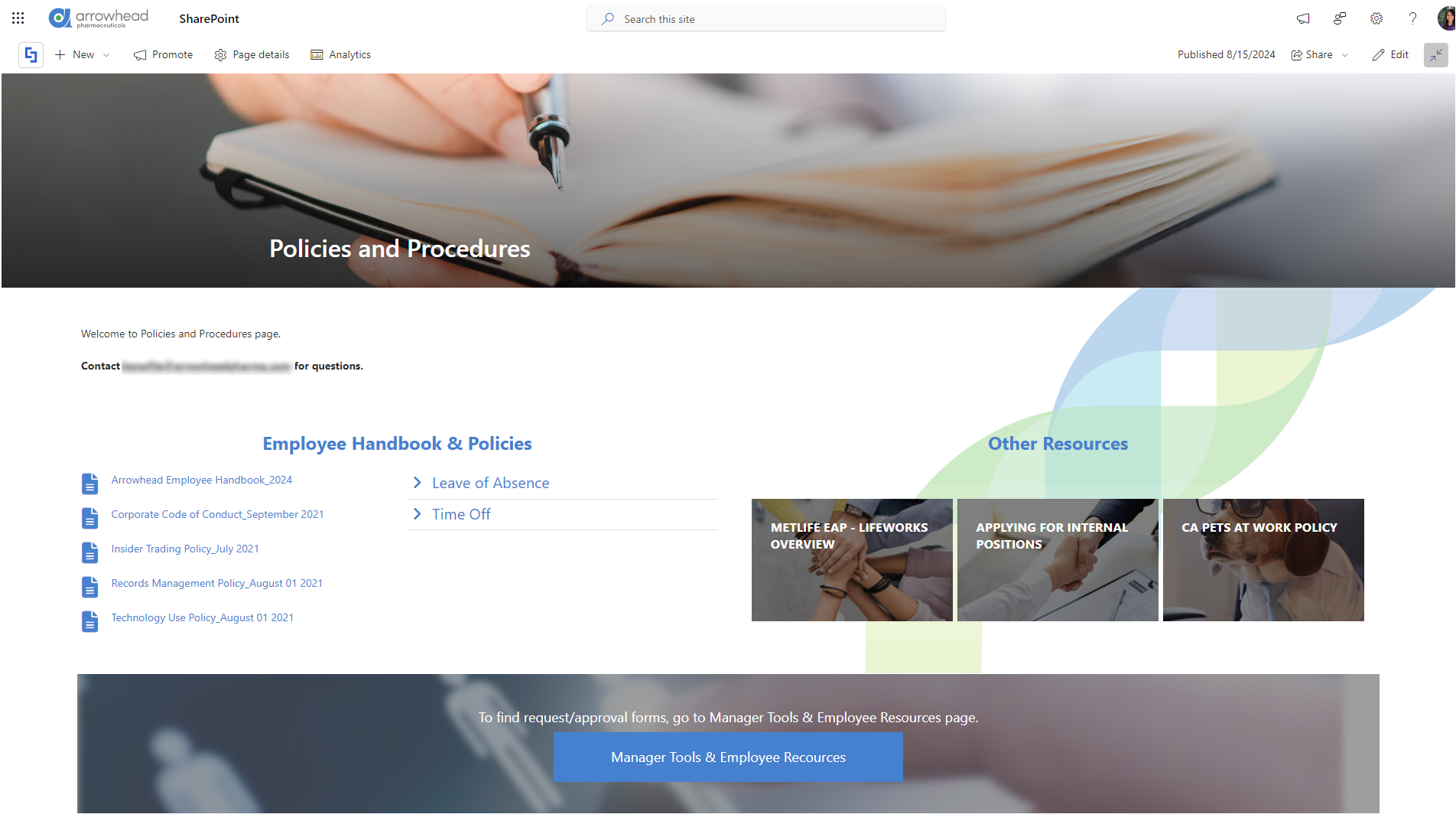Policies and Procedures Page